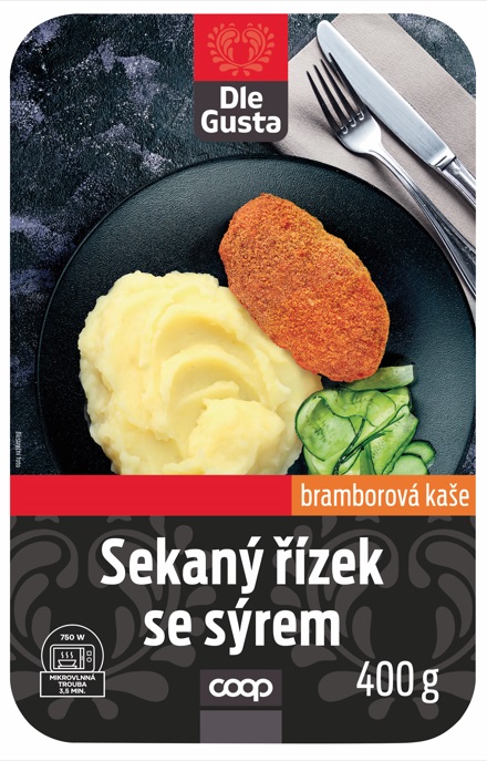 Sekaný řízek se sýrem, bramborová kaše