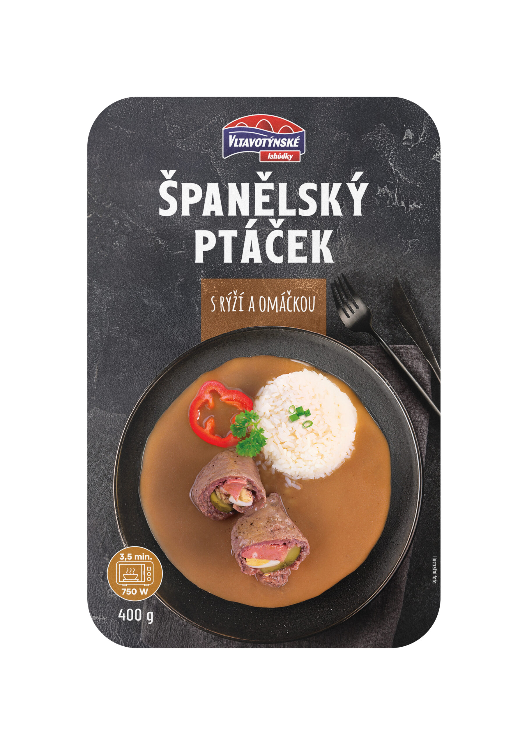Španělský ptáček s dušenou rýží a omáčkou