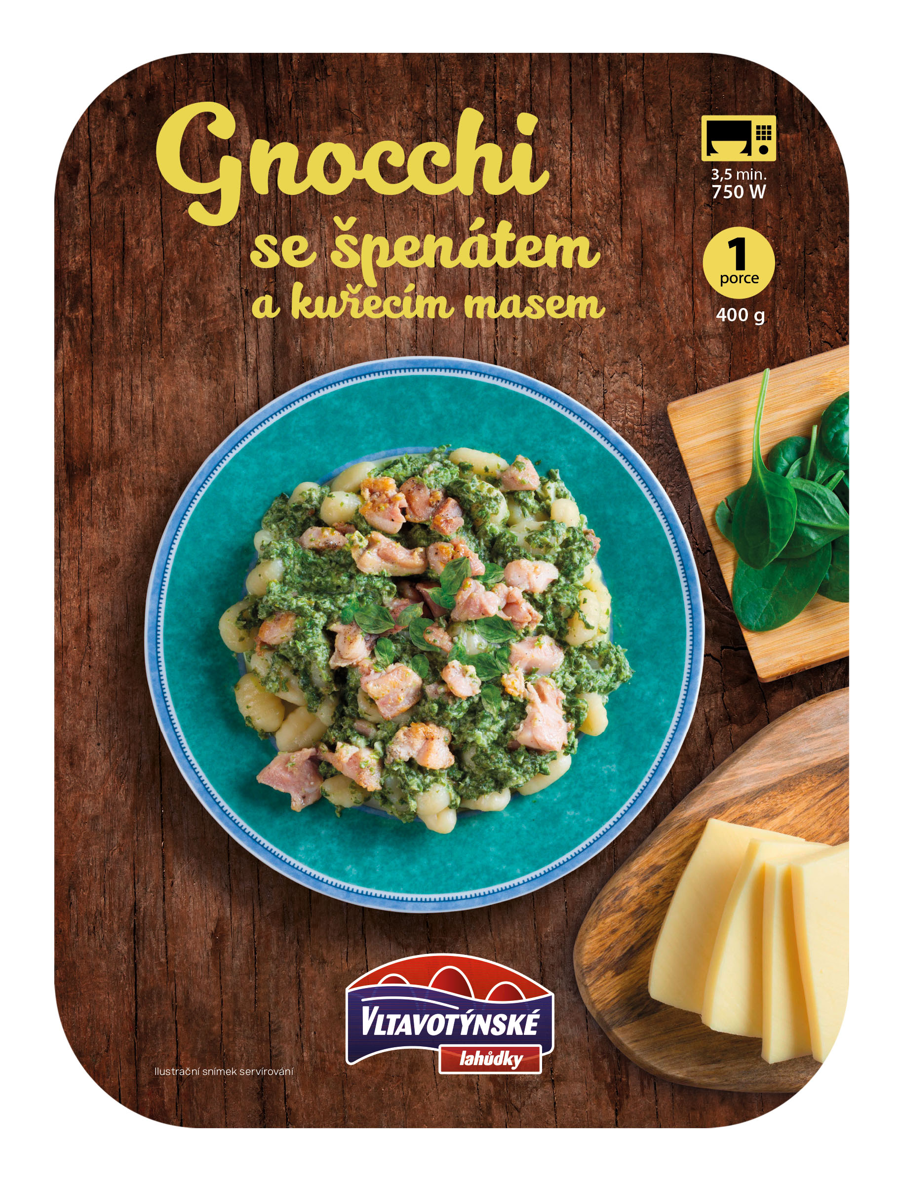 Gnocchi se špenátem a kuřecím masem